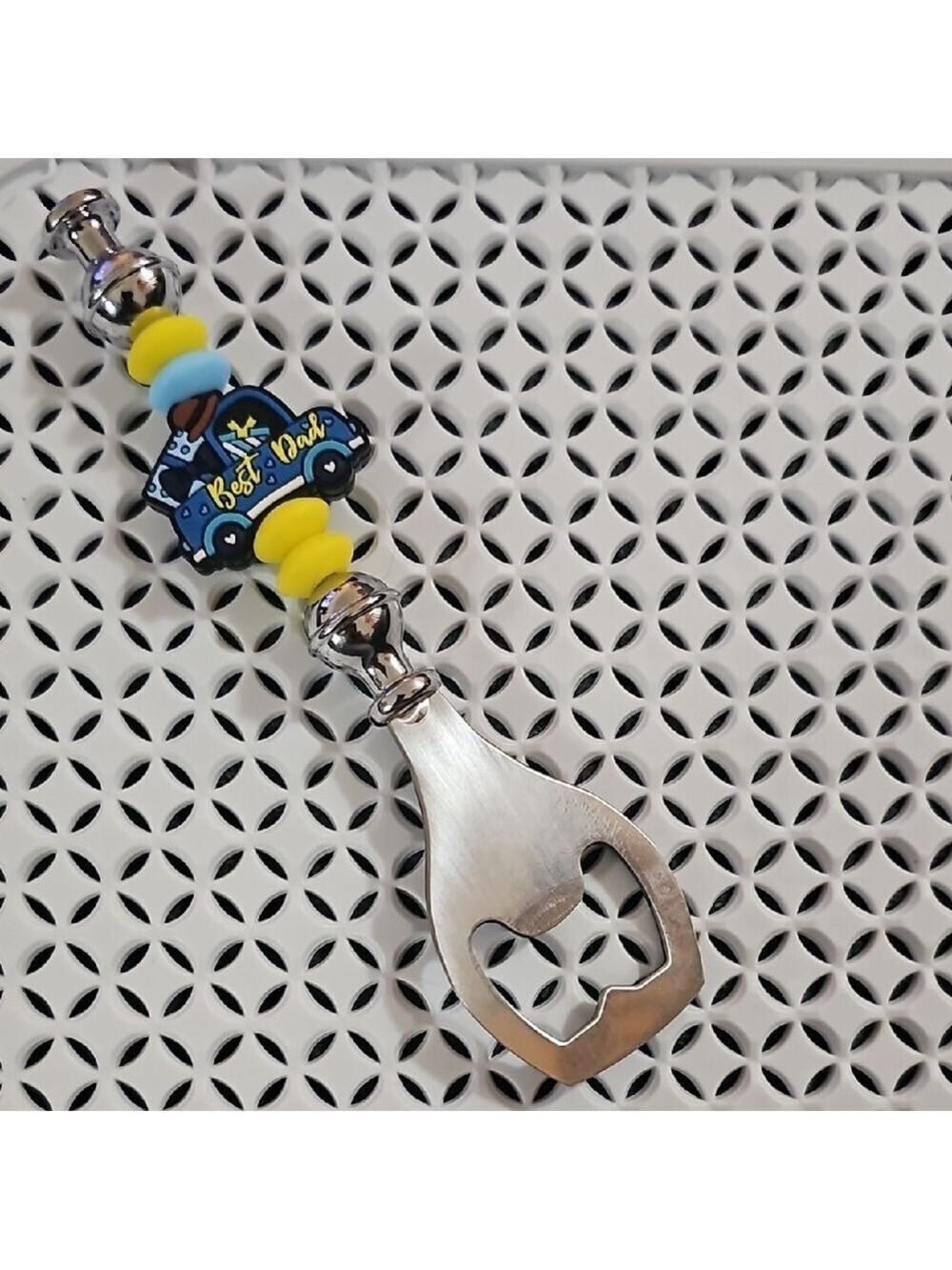"Best Dad" Colorful Beaded Bottle Opener